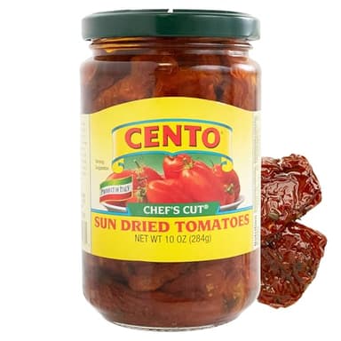 Cento Chefs Sun Dried Tomatoes in Oil & Spices for Pasta, Salad & Antipasto - Grown and Processed in Italy - Gluten-Free, Non-GMO, Low Sodium Italian Tomatoes - 10 Ounce Jar