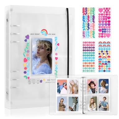 RIO Direct A5 Photocard Binder 200 Pockets - Photocard Holder Book 25 Sleeves - Clear 6 Ring Photo Card Binder - Photo Album for Mini Camera Polaroid Photo - Pocket Size 2.6×4.0’’