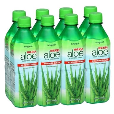 Iberia Aloe Vera Drink with Pulp, No Sugar, Original,16.9 Fl Oz (Pack of 8)