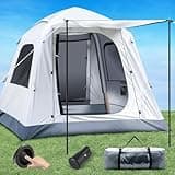 Easy Set up Inflatable Camping Tent with Electric Pump, 3-4 Person Glamping Outdoor Air Blow Up Tents, Waterproof Inflatable House Tent for Adults