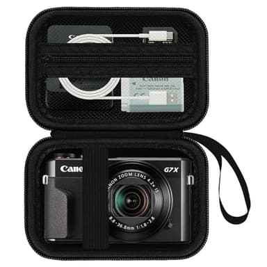 HESPLUS Camera Case for Canon PowerShot G7X Mark III/ G7 X Mark II/ SX740 hs Digital Camera, 4K Vlogging Camera Protective Cover Hard Travel Storage Bag, Mesh Pocket fits Cable, Batteries, Black