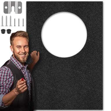 Mindsoft Extra Large Dart Board Wall Protectors Dart Board Backing Felt Wall Tiles Extended Length Dartboard Surround Cork Dartboard Backer Alternative with Bracket Hanging Kit(45 x 32 x 0.35 Inch)