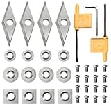Diraeen 35Pcs Tungsten Carbide Cutters Inserts Set,Lathe Tools for Wood Lathe Turning Tools,Supplied with Screws and Screwdriver