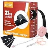 32Ft *1 Inch Hook and Loop Tape with Adhesive Back, Heavy Duty Double Sided Adhesive Strips, Strong Sticky Strips Roll for Home/Office/School/Car, Black