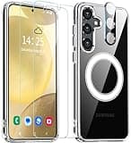 ANTSHARE Samsung Galaxy S24 Plus Case, Clear [Yellowing-Resistant] with 2X Tempered Glass Screen Protector, Magnetic Phone Case