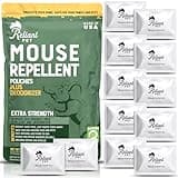Mouse Repellent Pouches - Rodent Repellent Made in USA (12 Pouches) - Keep Rodents Out of Cars and Car Engines - Mice Repellent Indoor and Outdoor - Mouse Deterrents That Work with Peppermint Oil