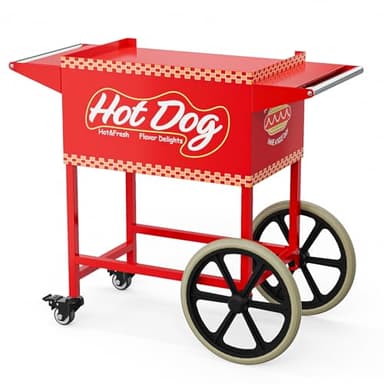 ROVSUN Hot Dog Cart - Mobile Stand for 5-7 Rollers Hot Dog Machine with Shelfs, Handles & Wheels, Concession Stands, Fairs, Events Use