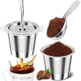NESSUS Reusable K Cup for Keurig 1.0, Stainless Steel Refillable K Cups for keurig, Metal K Cups Coffee Pods for keurig with Heat Resistant Handles and Coffee Scoop, K Cup Filters, NO BPA, 2 Pack