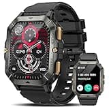 Military Smart Watches for Men (Answer/Make Calls), 2.02'' Fitness Smart Watch for Android and iPhone, Waterproof Fitness Tracker with Blood Pressure/Heart Rate/Sleep/100+ Sport Modes, Watches for Men