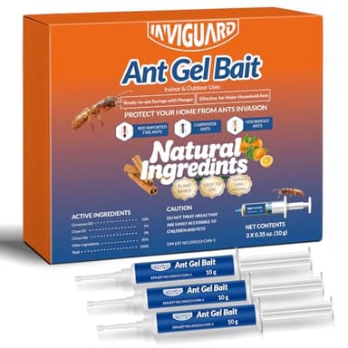Ant Gel Bait, 3Tubes x 10-Grams, Indoor and Outdoor Use, Killer Gel for Control of Most Major Ant Species, Ready-to-Use Ant Traps for Home & Outdoor