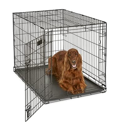 MidWest Homes for Pets 42-Inch iCrate for Large Breeds, 71-90 lbs, Single Door Folding Dog Crate with Divider Panel, Leak-Proof Tray & Secure Latch, Portable, Durable & Easy to Assemble