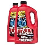 Drano Max Gel Drain Clog Remover and Cleaner for Shower or Sink Drains, Unclogs and Removes Hair, Soap Scum and Blockages, 80 Oz, Pack of 2