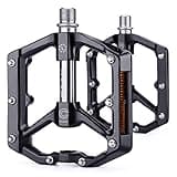 CXWXC Road/MTB Bike Pedals - Aluminum Alloy Bicycle Pedals - Mountain Bike Pedal with Removable Anti-Skid Nails (Black-Gray)