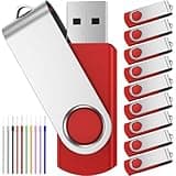 FEBNISCTE 10 Pack Flash Drive 128MB Bulk USB 2.0 Memory Sticks, Swivel Thumb Drives 128 MB Red Pen Drive for Small Data Storage, Zip Drive Multipack Jump Drive Embroidery Machine Promotional Gift