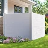 Miscoos Air Conditioner Fence-50 Wx 50" H Trash Can Enclosure Fence with Extended 27.5" Ground Stake, Pool Equipment Enclosure, Privacy Trash Can Fence, Vinyl Privacy Fence Panel for Outside