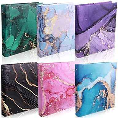 6 Pcs Marble 3 Ring Binders 10.5 x 12 Inch Cute Decorative Aesthetic Hardcover Round Ring Binders for Loose Leaf Paper Letter Size Paper School Office Supplies
