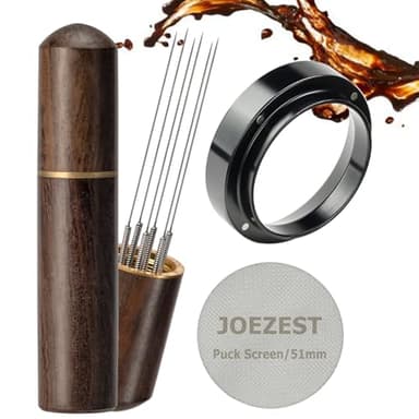 WDT Tool Espresso Accessories Kit: 51mm Dosing Funnel Puck Screen, 6 Stainless Steel Needles Espresso Distribution Tool | Espresso Tools Barista Tools Fit Espresso Coffee Machines of 51mm Portafilters
