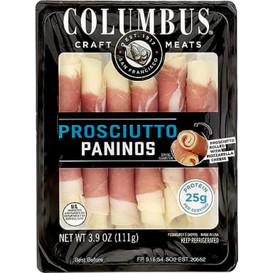 COLUMBUS Prosciutto Paninos, Delicious Charcuterie Cheese Snack Packs, 3.9 Oz