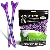 EAGLE WORK 4 Prongs Golf Tees, Easy Height Control and Tee Up, Reduce Friction and Side Spin, Pack of 50, 3-1/4", Durable and Stable Plastic Tees