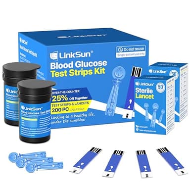 100 Blood Glucose Test Strips & 100 Lancets Kit, Compatible with G-425-1,G-425-2V, G-425-3, G-427B Glucose Monitor, Accurate Diabetes Testing Supplies, Diabetic Blood Test Strips (No Meter Included)