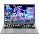 jumper Laptop Computer 14 Inch, 12GB RAM 512GB Storage, Office 365, Laptop with FHD 1920x1080 Display, Celeron N4000 CPU, 2.4G+5G WiFi, BT4.0, 35.52WH Battery, Portable Laptops.