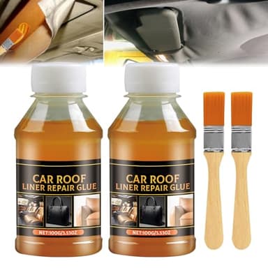 Headliner Repair Glue, Car Headliner Adhesive, Car Roof Liner Quick Repair Adhesive Headliner Glue, Car Ceiling Fabric Repair, Headliner Repair Kit, Leather Glue Repair, 100ml (2PCS)