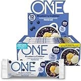 ONE Protein Bars, Blueberry Cobbler, Gluten Free with 20g Protein and 1g Sugar, Pantry Staples, 2.12 oz (12 Count)