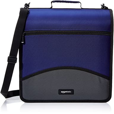 Amazon Basics Durable 3 Ring Zipper Binder for School, O-Ring Closure - Large Capacity, 4 inches, Office, Blue