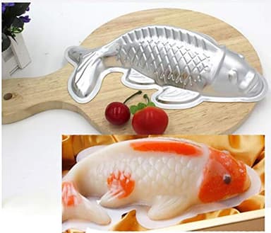 Fish-shaped cake, koi fish cake mold, 3D aluminum alloy cake mold (7 inches)