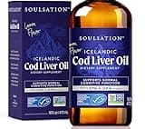 SOULSATION Icelandic Cod Liver Oil Liquid, Lemon (16oz) - Vitamins A & D, EPA & DHA - Helps Vision, Skin Membranes & Immune Function - MSC Certified, Non-GMO