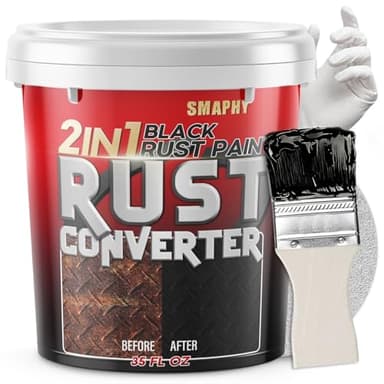 2 in 1 Rust Converter & Metal Primer, 35 oz Black Rust Reformer Paint for Metal, Frame, Trailer, Truck, Car Chassis, Heat-Resistant Rust Encapsulator & Inhibitor with Long-Term Protection, Paint Directly Over Rust, Matte Black