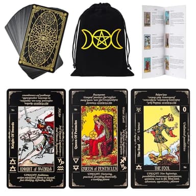 Fofeadm Tarot Cards with Guide Book & Linen Carry Bag, 78 Classic Original Tarot Cards Deck Fortune Telling Game with Meanings on Them for Beginners to Expert