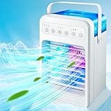 Portable Air Conditioners, 6-IN-1 Evaporative Personal Air Cooler Humidifier with 4 Speeds, 7 Colors Light, 600ML, Mini Personal Air Conditioner Fan, USB Quiet Air Cooler for Home, Office, Bedroom