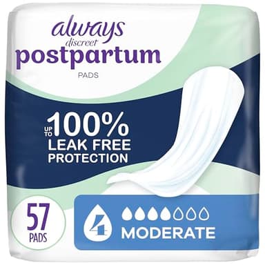 Always Discreet Postpartum Incontinence Pads, Moderate Absorbency, 57 Count