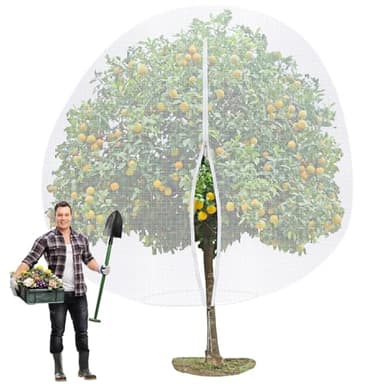 Vincreem 12 x 12 FT Large Fruit Tree Netting Bags Garden Plant Protector with Zipper and Drawstring Blueberry Bushes Netting Covers Plant Protection Mesh Net Bags from Insect Bug Cicada
