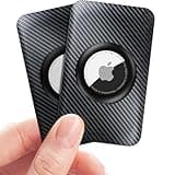 for Apple Airtag Wallet Holder 2 Pack, Ultra Thin Insert Card Case for Apple Air Tag, Carbon Fiber Airtag Card Holder for for Purse, Backpack Wallet, Handbag, Clutch Bag - Black