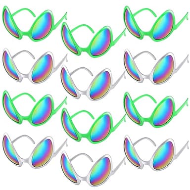 Bencailor Alien Glasses with Lenses Funny Alien Sunglasses Bulk for Cosplay Costume Accessories Carnival Mardi Gras Party Favor(Bright Colors,12 Pack)