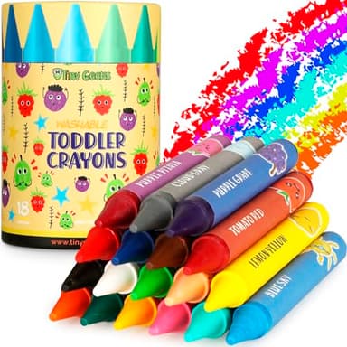 TinyGeeks Jumbo Crayons (18 Colors) – Non-Toxic, Washable Crayons for Toddlers and Kids (Ages 1-8) – Easy-to-Hold - Ideal for Travel, Art, and Learning