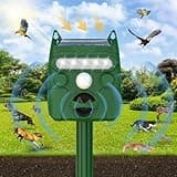 Solar Ultrasonic Animal Repeller, Cat Outdoor, Dog, Squirrel, Raccoon, Skunk, Rabbit, Fox, Deer, Bird etc.Motion Detection, LED Flashing Light Light-Green