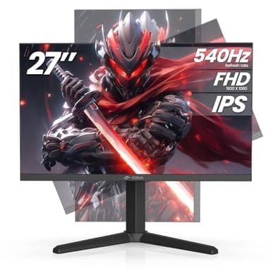 CRUA 27” 540Hz Gaming Monitor, IPS FHD(1920x1080P), AMD FreeSync, 120% sRGB, Height/Pivot/Rotating/Tilt Adjustable Vertical Monitor, HDMI 2.1 + DP 1.4, Wall Mount Install-Black