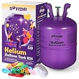 Helium Tank for Balloons at Home 13.4L Premium Helium Gas Tank Pump Kit 99.99% Pure Helium Gas Up to 50 Latex Balloons Ribbons Ideal for Birthday Party, Wedding, Events(1 Pack)