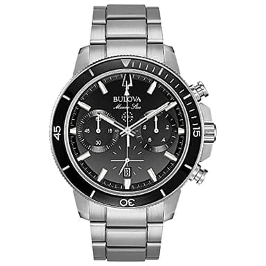 Bulova Men's Marine Star Series C Stainless Steel 6-Hand Chronograph Quartz Watch, Black Dial Style: 96B272