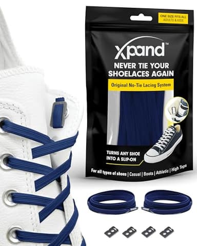 Xpand No Tie Shoelaces for Adults & Kids - Stretch Elastic Shoe Laces for Sneakers | Stretchy Tieless Shoe Strings for Running, Sports & Everyday Wear | One Size Fits All