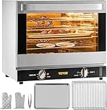 VEVOR Commercial Convection Oven, 66L/60Qt, Half-Size Conventional Oven Countertop, 1800W 4-Tier Toaster w/Front Glass Door, w/Trays Wire Racks Clip Gloves, 120V
