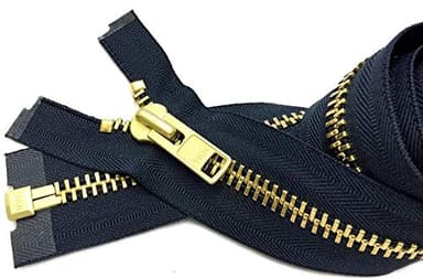 Zipperstop Wholesale YKK®- Extra Heavy Duty Jacket Zipper YKK® #10 Brass- Metal Teeth Separating -Chaps Zippers for Crafter's Special Color Navy #560 Made in USA -Custom Length (24 inches)