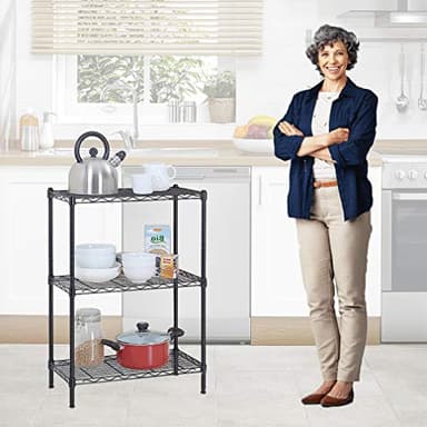 BestOffice 3 Wire Shelving Unit Garage NSF Wire Shelf Metal Large Storage Shelves Heavy Duty Height Adjustable Commercial Grade Steel Layer Shelf Rack Organizer for Kitchen Bathroom Bedroom-13x23x30