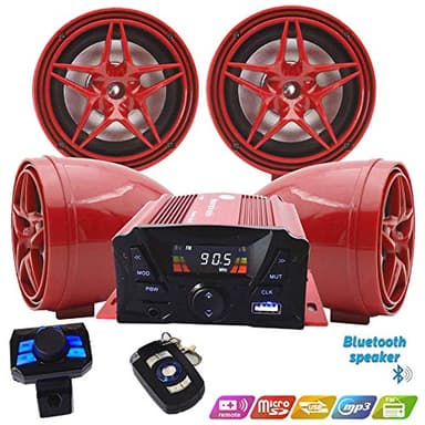 XYC 12V Motorcycle Waterproof FM USB 4 Channel 3 Inch UTV ATV Bluetooth Amplifier Sound System Audio Stereo Hand-Free Speakers Audio