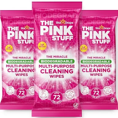 Stardrops The Pink Stuff Miracle Multi-Purpose Cleaning Wipes – 216 Count – Tough on Grease, Grime, and Dirt – All-Purpose Cleaner for Kitchen, Bathroom, and More