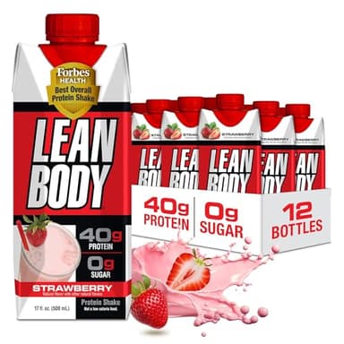 Labrada Lean Body Ready-to-Drink Strawberry Protein Shake, 40g Protein, Whey Blend, 0 Sugar, Gluten Free, 22 Vitamins & Minerals, 17 Ounce (Recyclable Carton & Lid - Pack of 12) LABRADA