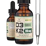 Vitamin D3 K2 5,000 IU Liquid Drops (5,000 IU of D3 and 200mcg of 99.9% All-Trans Patented K2 MK-7 (K2Vital)) Max Absorption Liquid Vitamin D Drops (30 Servings) by Double Wood